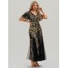 imageEverPretty Womens Elegant Mermaid V Neck Short Sleeves Sequin Formal Evening Dress 02547Black Gold