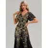 imageEverPretty Womens Elegant Mermaid V Neck Short Sleeves Sequin Formal Evening Dress 02547Black Gold