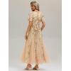 imageEverPretty Womens Elegant Mermaid V Neck Short Sleeves Sequin Formal Evening Dress 02547Gold