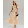 imageEverPretty Womens Elegant Mermaid V Neck Short Sleeves Sequin Formal Evening Dress 02547Gold