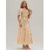 imageEverPretty Womens Elegant Mermaid V Neck Short Sleeves Sequin Formal Evening Dress 02547Gold