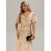 imageEverPretty Womens Elegant Mermaid V Neck Short Sleeves Sequin Formal Evening Dress 02547Gold