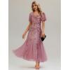imageEverPretty Womens Elegant Mermaid V Neck Short Sleeves Sequin Formal Evening Dress 02547Orchid