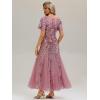 imageEverPretty Womens Elegant Mermaid V Neck Short Sleeves Sequin Formal Evening Dress 02547Orchid