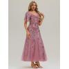 imageEverPretty Womens Elegant Mermaid V Neck Short Sleeves Sequin Formal Evening Dress 02547Orchid
