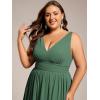imageEverPretty Womens Bridesmaid Dress VNeck Sleeveless A Line Chiffon Floor Length Formal Dress 09016Eucalyptus