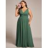 imageEverPretty Womens Bridesmaid Dress VNeck Sleeveless A Line Chiffon Floor Length Formal Dress 09016Eucalyptus
