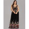 imageEverPretty Womens Bridesmaid Dress VNeck Sleeveless A Line Chiffon Floor Length Formal Dress 09016Floral Printed