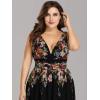 imageEverPretty Womens Bridesmaid Dress VNeck Sleeveless A Line Chiffon Floor Length Formal Dress 09016Floral Printed