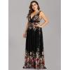 imageEverPretty Womens Bridesmaid Dress VNeck Sleeveless A Line Chiffon Floor Length Formal Dress 09016Floral Printed