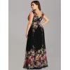 imageEverPretty Womens Bridesmaid Dress VNeck Sleeveless A Line Chiffon Floor Length Formal Dress 09016Floral Printed