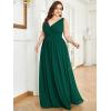 imageEverPretty Womens Bridesmaid Dress VNeck Sleeveless A Line Chiffon Floor Length Formal Dress 09016Green