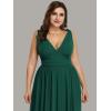 imageEverPretty Womens Bridesmaid Dress VNeck Sleeveless A Line Chiffon Floor Length Formal Dress 09016Green