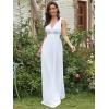 imageEverPretty Womens Bridesmaid Dress VNeck Sleeveless A Line Chiffon Floor Length Formal Dress 09016White