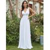 imageEverPretty Womens Bridesmaid Dress VNeck Sleeveless A Line Chiffon Floor Length Formal Dress 09016White
