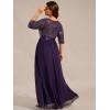 imageEverPretty Womens Elegant A Line Crew Neck Half Sleeve Sequin Evening Dress 00683Deep Purple