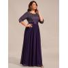 imageEverPretty Womens Elegant A Line Crew Neck Half Sleeve Sequin Evening Dress 00683Deep Purple
