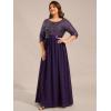 imageEverPretty Womens Elegant A Line Crew Neck Half Sleeve Sequin Evening Dress 00683Deep Purple