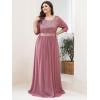 imageEverPretty Womens Elegant A Line Crew Neck Half Sleeve Sequin Evening Dress 00683Orchid