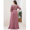 imageEverPretty Womens Elegant A Line Crew Neck Half Sleeve Sequin Evening Dress 00683Orchid