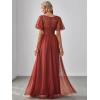 imageEverPretty Womens Elegant Crew Neck Sequin Ruffle Sleeve Empire Waist ALine Long Formal Evening DressesBurnt Orange