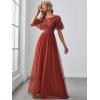 imageEverPretty Womens Elegant Crew Neck Sequin Ruffle Sleeve Empire Waist ALine Long Formal Evening DressesBurnt Orange