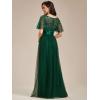 imageEverPretty Womens Elegant Crew Neck Sequin Ruffle Sleeve Empire Waist ALine Long Formal Evening DressesGreen