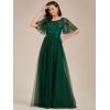 imageEverPretty Womens Elegant Crew Neck Sequin Ruffle Sleeve Empire Waist ALine Long Formal Evening DressesGreen