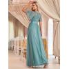 imageEverPretty Womens Elegant Crew Neck Sequin Ruffle Sleeve Empire Waist ALine Long Formal Evening DressesMint