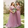 imageEverPretty Womens Elegant Crew Neck Sequin Ruffle Sleeve Empire Waist ALine Long Formal Evening DressesOrchid