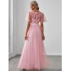 imageEverPretty Womens Elegant Crew Neck Sequin Ruffle Sleeve Empire Waist ALine Long Formal Evening DressesPink