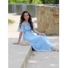 imageEverPretty Womens Elegant Crew Neck Sequin Ruffle Sleeve Empire Waist ALine Long Formal Evening DressesSky Blue