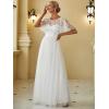 imageEverPretty Womens Elegant Crew Neck Sequin Ruffle Sleeve Empire Waist ALine Long Formal Evening DressesWhite