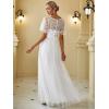 imageEverPretty Womens Elegant Crew Neck Sequin Ruffle Sleeve Empire Waist ALine Long Formal Evening DressesWhite