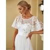 imageEverPretty Womens Elegant Crew Neck Sequin Ruffle Sleeve Empire Waist ALine Long Formal Evening DressesWhite