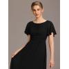 imageEverPretty Womens Elegant Round Neck Short Sleeves Chiffon Empire Waist Floor Length Formal Bridesmaid Dress 01840PHBlack