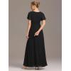 imageEverPretty Womens Elegant Round Neck Short Sleeves Chiffon Empire Waist Floor Length Formal Bridesmaid Dress 01840PHBlack