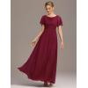 imageEverPretty Womens Elegant Round Neck Short Sleeves Chiffon Empire Waist Floor Length Formal Bridesmaid Dress 01840PHBurgundy