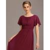 imageEverPretty Womens Elegant Round Neck Short Sleeves Chiffon Empire Waist Floor Length Formal Bridesmaid Dress 01840PHBurgundy