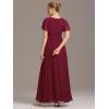 imageEverPretty Womens Elegant Round Neck Short Sleeves Chiffon Empire Waist Floor Length Formal Bridesmaid Dress 01840PHBurgundy