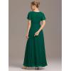 imageEverPretty Womens Elegant Round Neck Short Sleeves Chiffon Empire Waist Floor Length Formal Bridesmaid Dress 01840PHDark Green