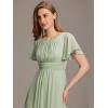 imageEverPretty Womens Elegant Round Neck Short Sleeves Chiffon Empire Waist Floor Length Formal Bridesmaid Dress 01840PHMint Green