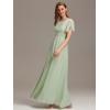 imageEverPretty Womens Elegant Round Neck Short Sleeves Chiffon Empire Waist Floor Length Formal Bridesmaid Dress 01840PHMint Green