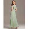 imageEverPretty Womens Elegant Round Neck Short Sleeves Chiffon Empire Waist Floor Length Formal Bridesmaid Dress 01840PHMint Green