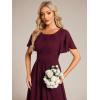 imageEverPretty Womens Elegant Round Neck Short Sleeves Chiffon Empire Waist Floor Length Formal Bridesmaid Dress 01840PHMulberry