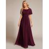 imageEverPretty Womens Elegant Round Neck Short Sleeves Chiffon Empire Waist Floor Length Formal Bridesmaid Dress 01840PHMulberry