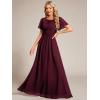 imageEverPretty Womens Elegant Round Neck Short Sleeves Chiffon Empire Waist Floor Length Formal Bridesmaid Dress 01840PHMulberry