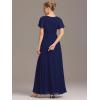 imageEverPretty Womens Elegant Round Neck Short Sleeves Chiffon Empire Waist Floor Length Formal Bridesmaid Dress 01840PHNavy Blue