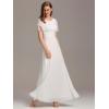 imageEverPretty Womens Elegant Round Neck Short Sleeves Chiffon Empire Waist Floor Length Formal Bridesmaid Dress 01840PHWhite