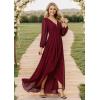 imageEverPretty Womens Fall Elegant A Line V Neck Ruched High Low Long Sleeve Formal Wedding Guest Dresses 2043Burgundy